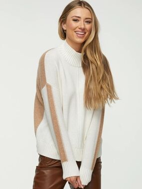 Zaket & Plover Merino Blend Color Block Turtleneck Sweater M